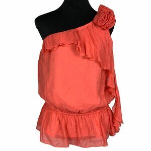 Lorenza Blau Sleeveless One Shoulder Top Coral 12